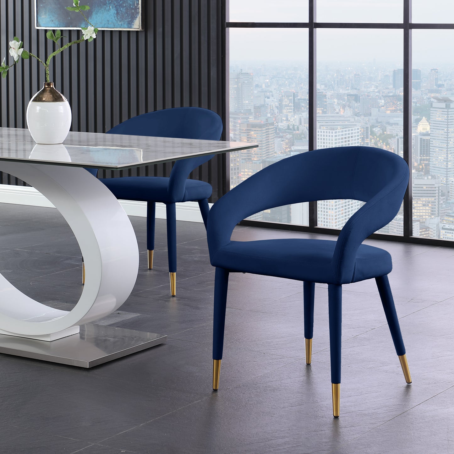 relax navy velvet dining chair c