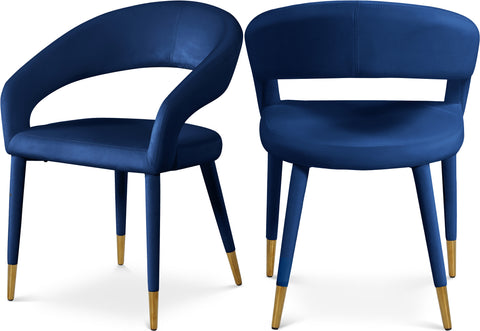 Veda Navy Velvet Upholstered Dining Chair, 1 Piece