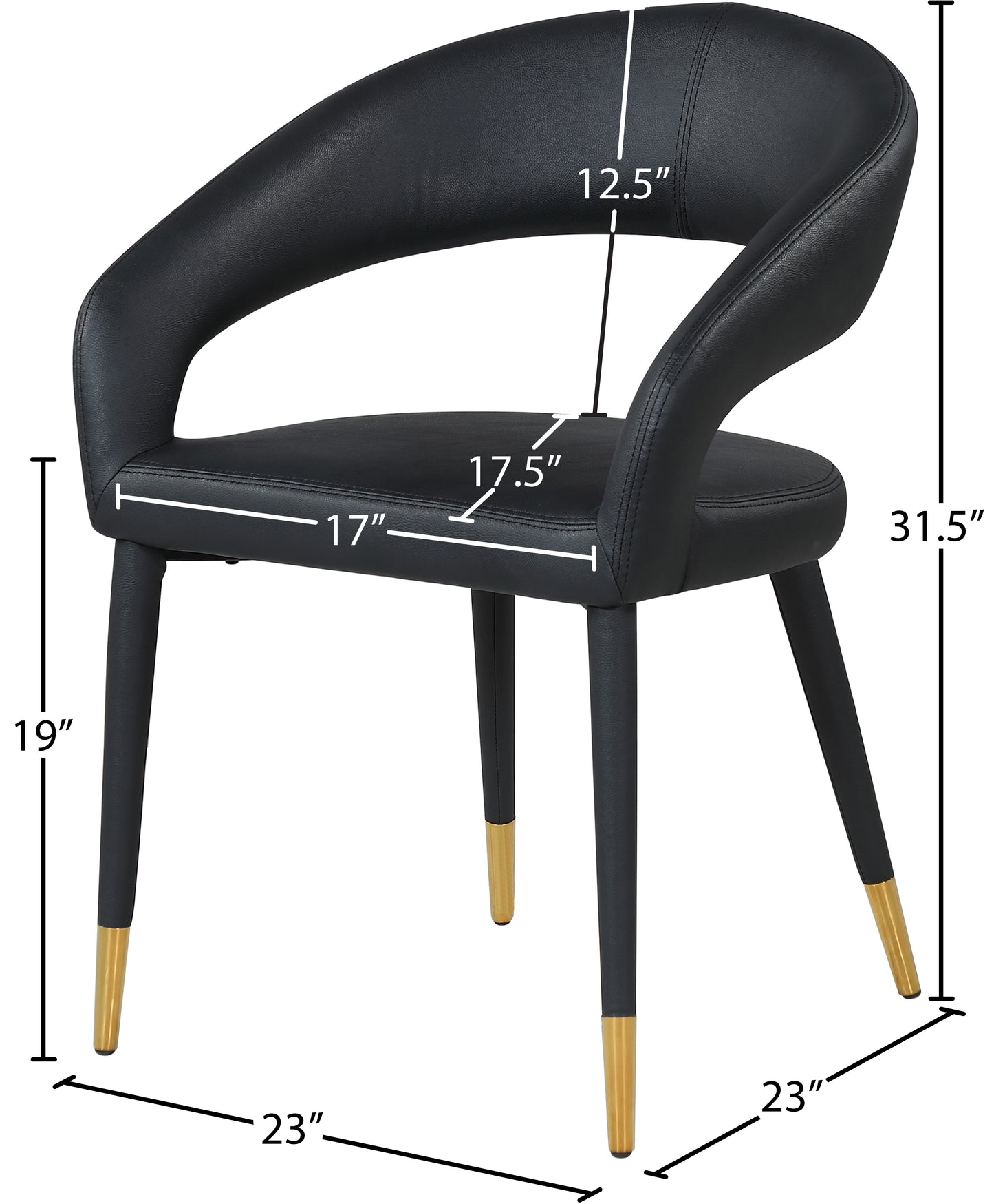 relax black faux leather dining chair c