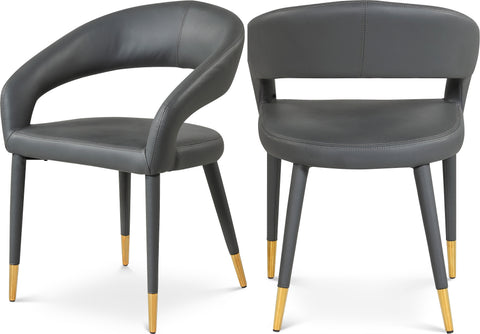 Veda Grey Vegan Leather Upholstered Dining Chair, 1 Piece