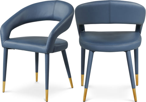 Veda Navy Vegan Leather Upholstered Dining Chair, 1 Piece