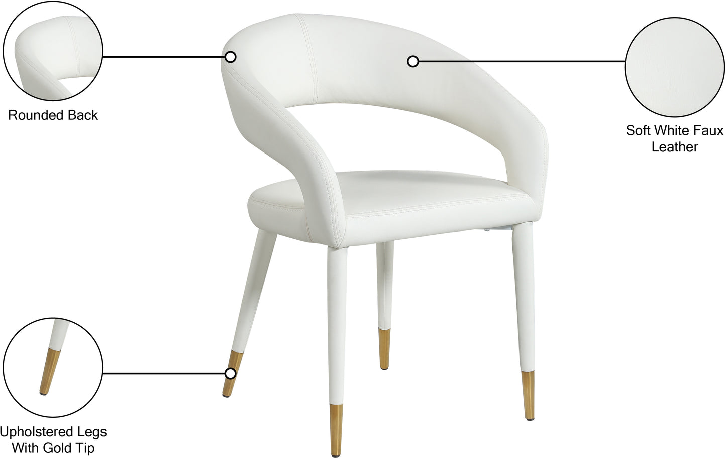 relax white faux leather dining chair c