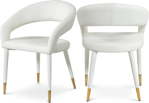 Veda White Vegan Leather Upholstered Dining Chair, 1 Piece