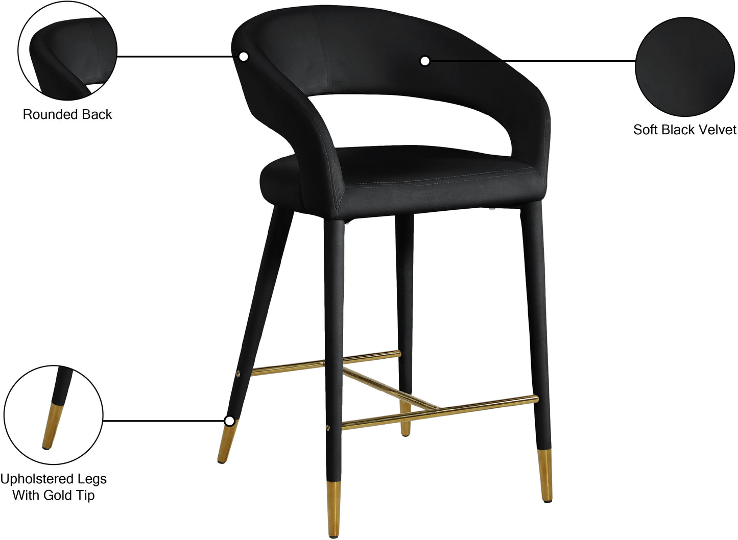 relax black velvet stool c