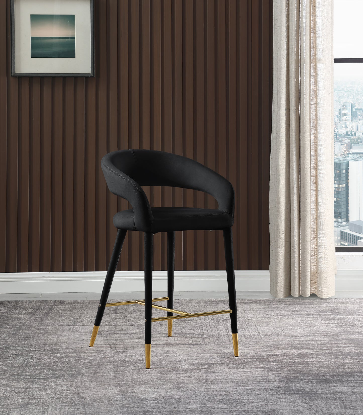 relax black velvet stool c