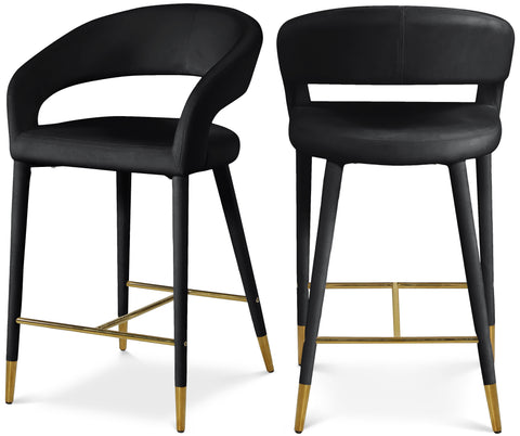 Veda Black Velvet Upholstered Counter Stool, 1 Piece
