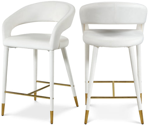 Veda Cream Velvet Upholstered Counter Stool, 1 Piece