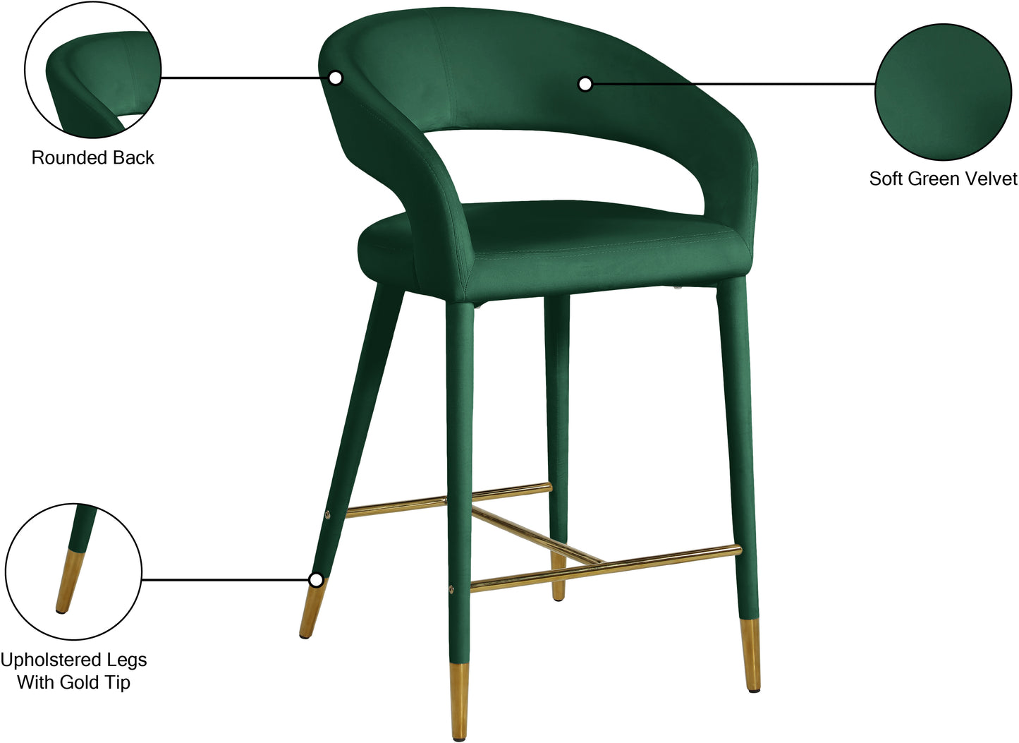 relax green velvet stool c