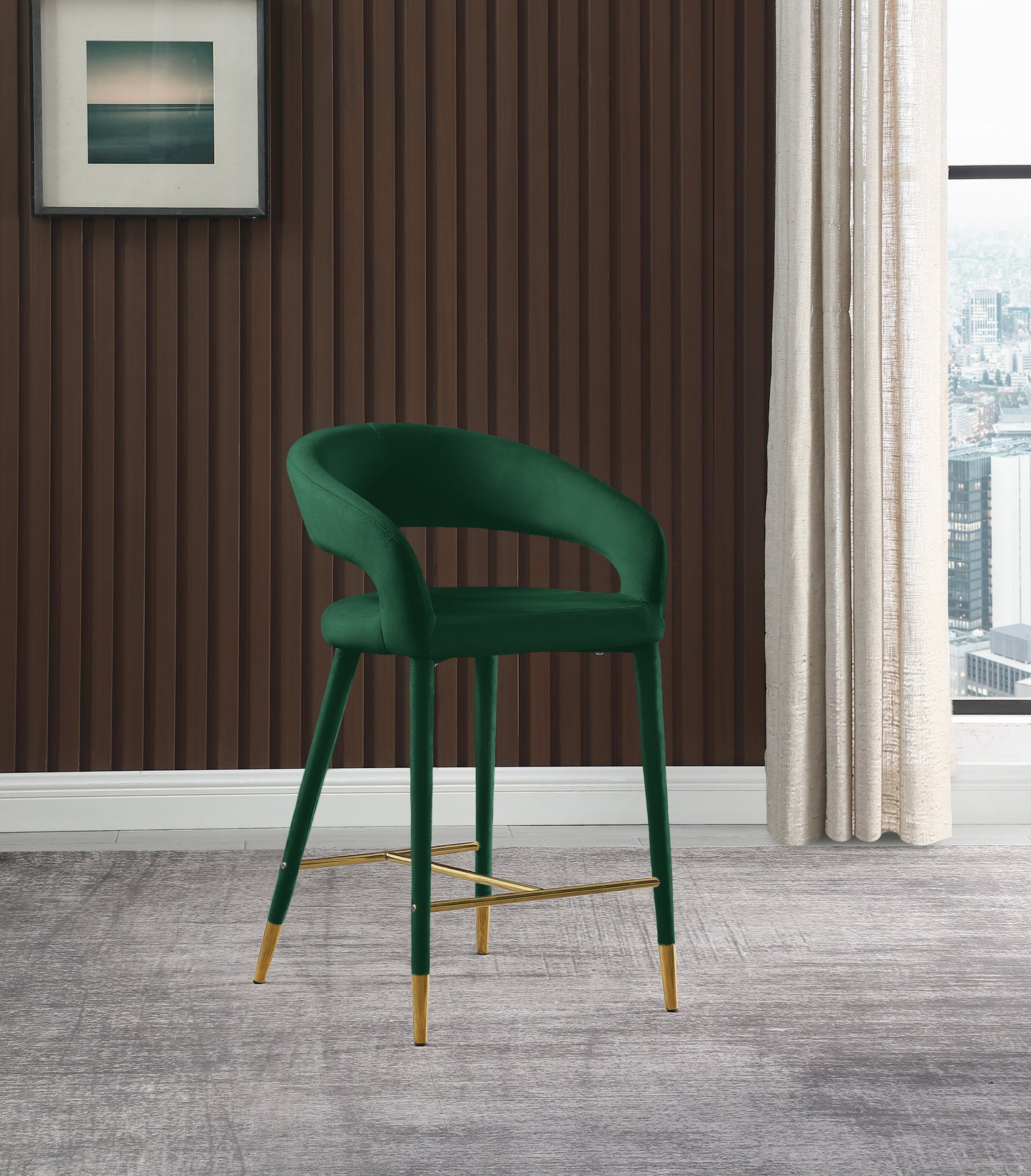 relax green velvet stool c