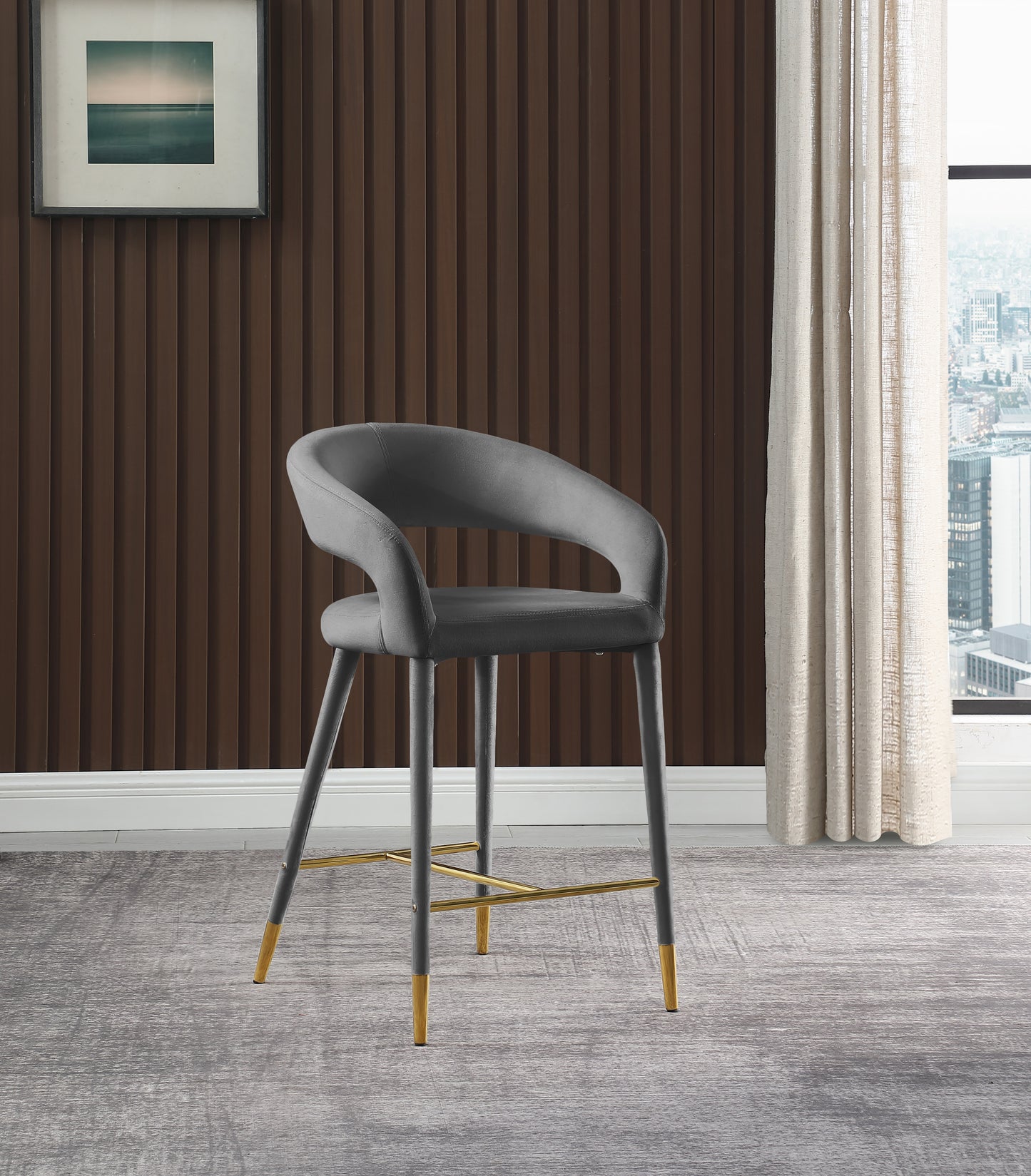 relax grey velvet stool c