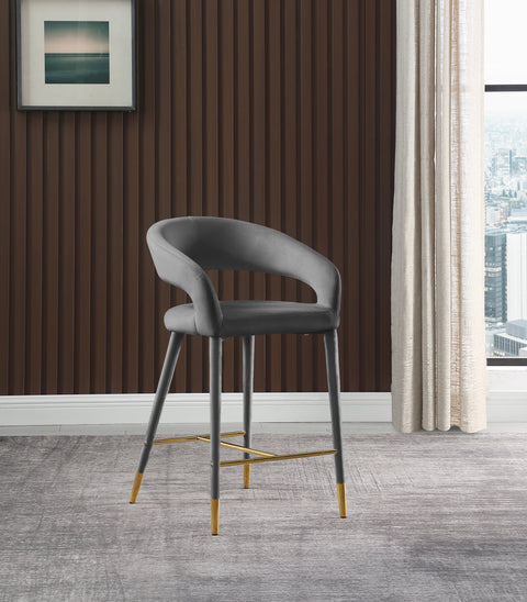 Relax Grey Velvet Stool C