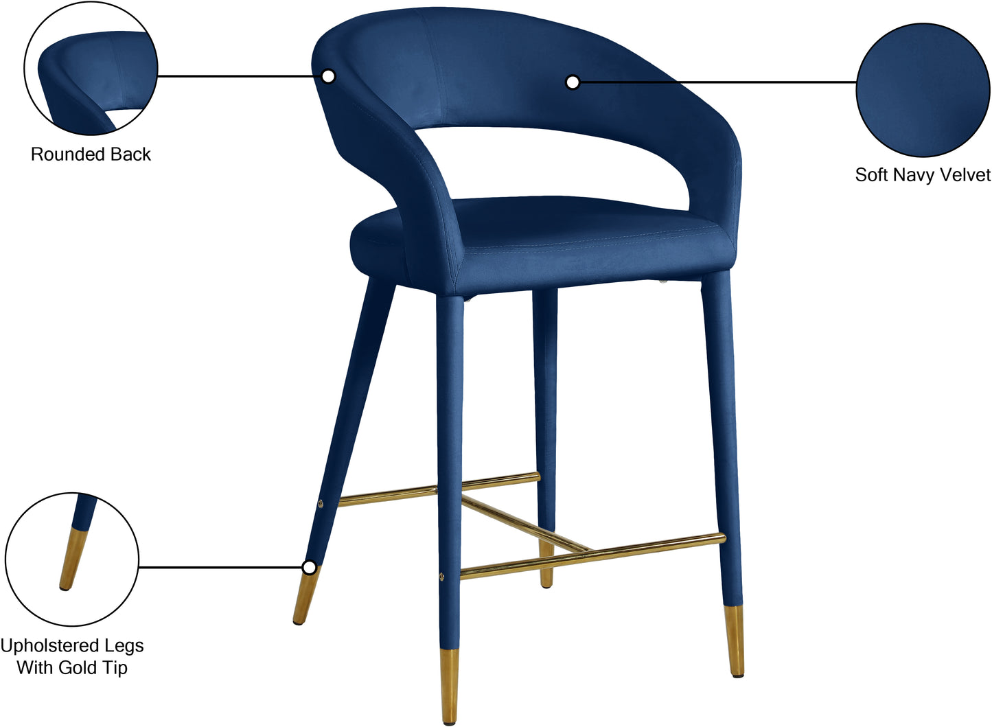 relax navy velvet stool c