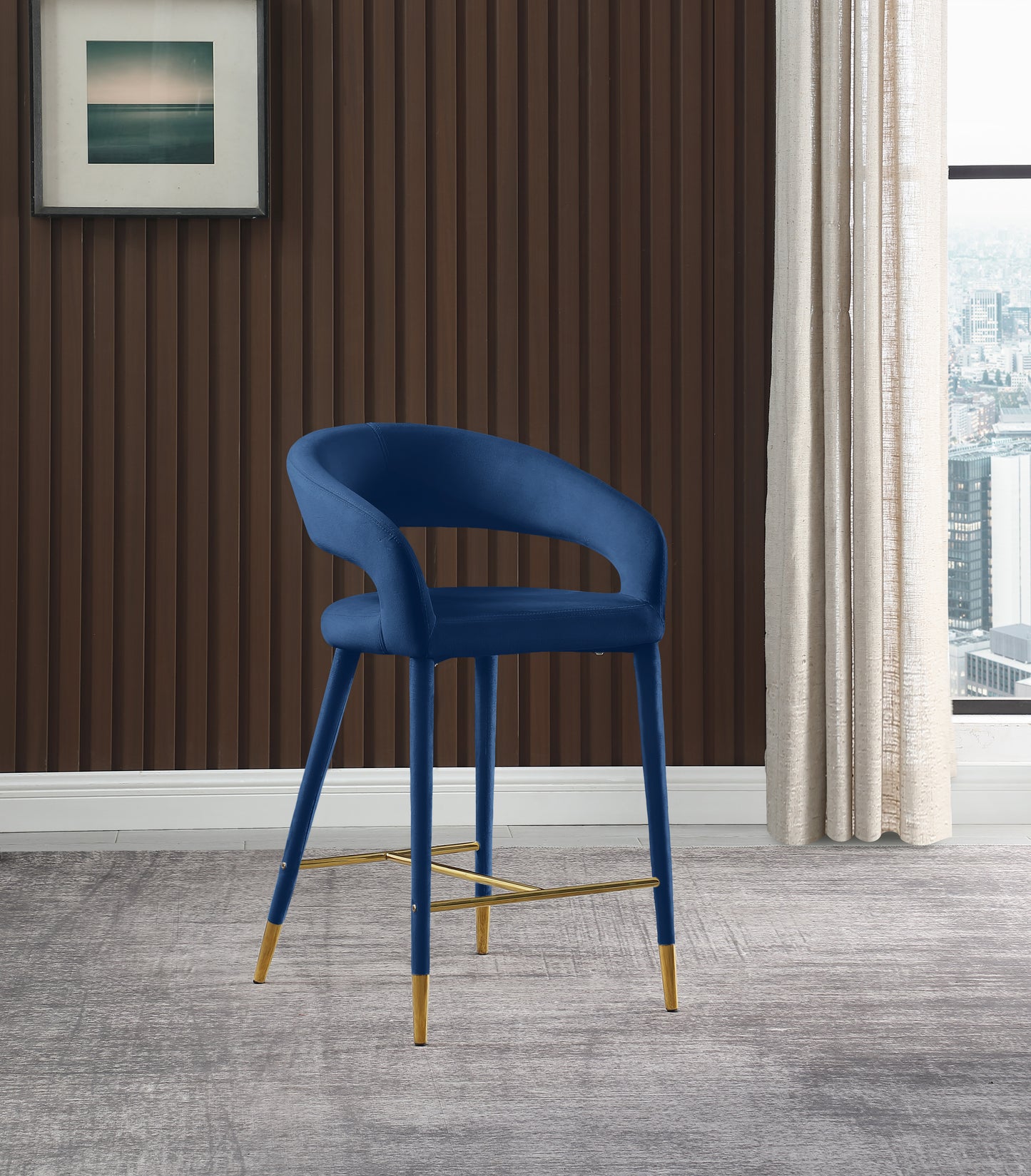 relax navy velvet stool c