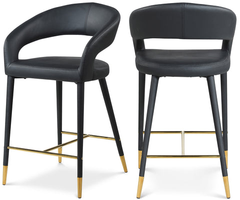 Veda Black Vegan Leather Upholstered Counter Stool, 1 Piece