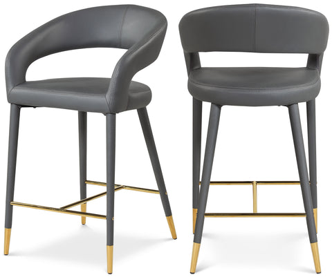 Veda Grey Vegan Leather Upholstered Counter Stool, 1 Piece