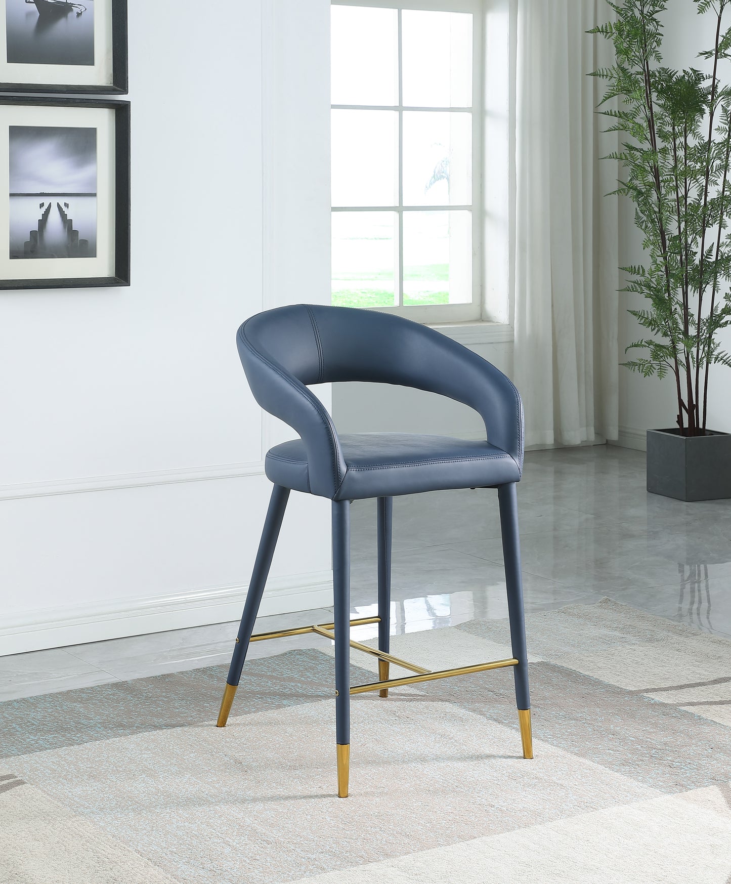 relax navy faux leather stool c