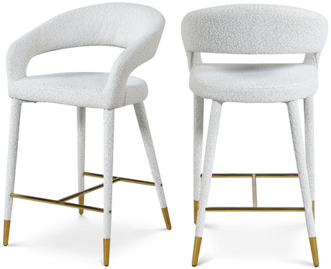 Veda Cream Boucle Fabric Upholstered Counter Stool, 1 Piece