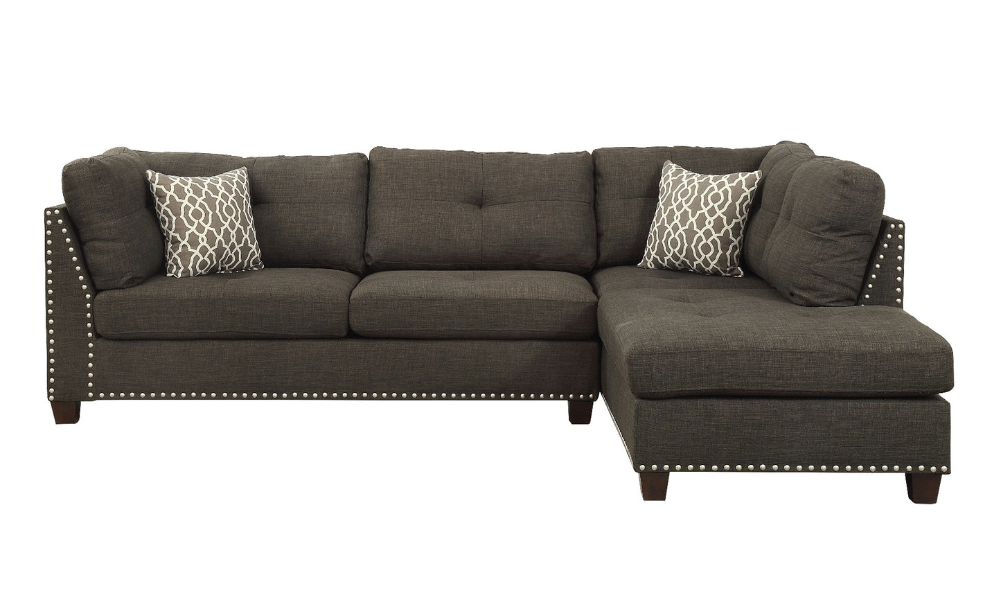 chantelle sectional sofa & ottoman w/2 pillows, warm taupe gray linen