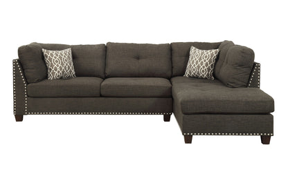 Chantelle Sectional Sofa & Ottoman W/2 Pillows, Warm Taupe Gray Linen