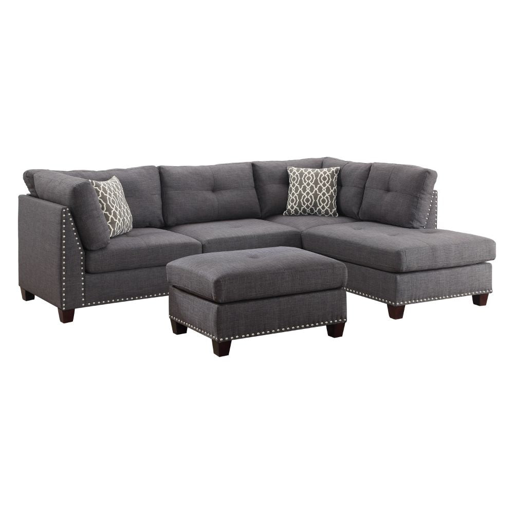 sectional sofa & ottoman w/2 pillows