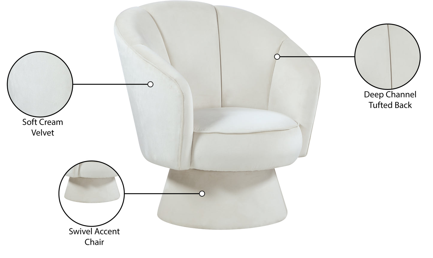 melody cream velvet accent chair c