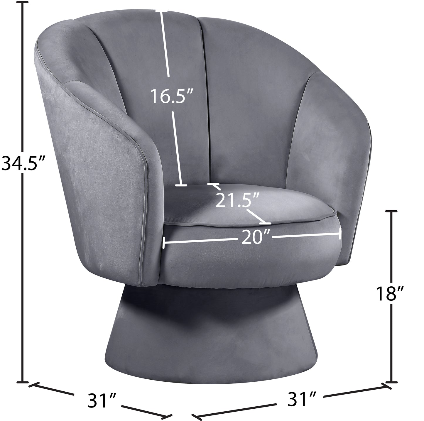 melody grey velvet accent chair c