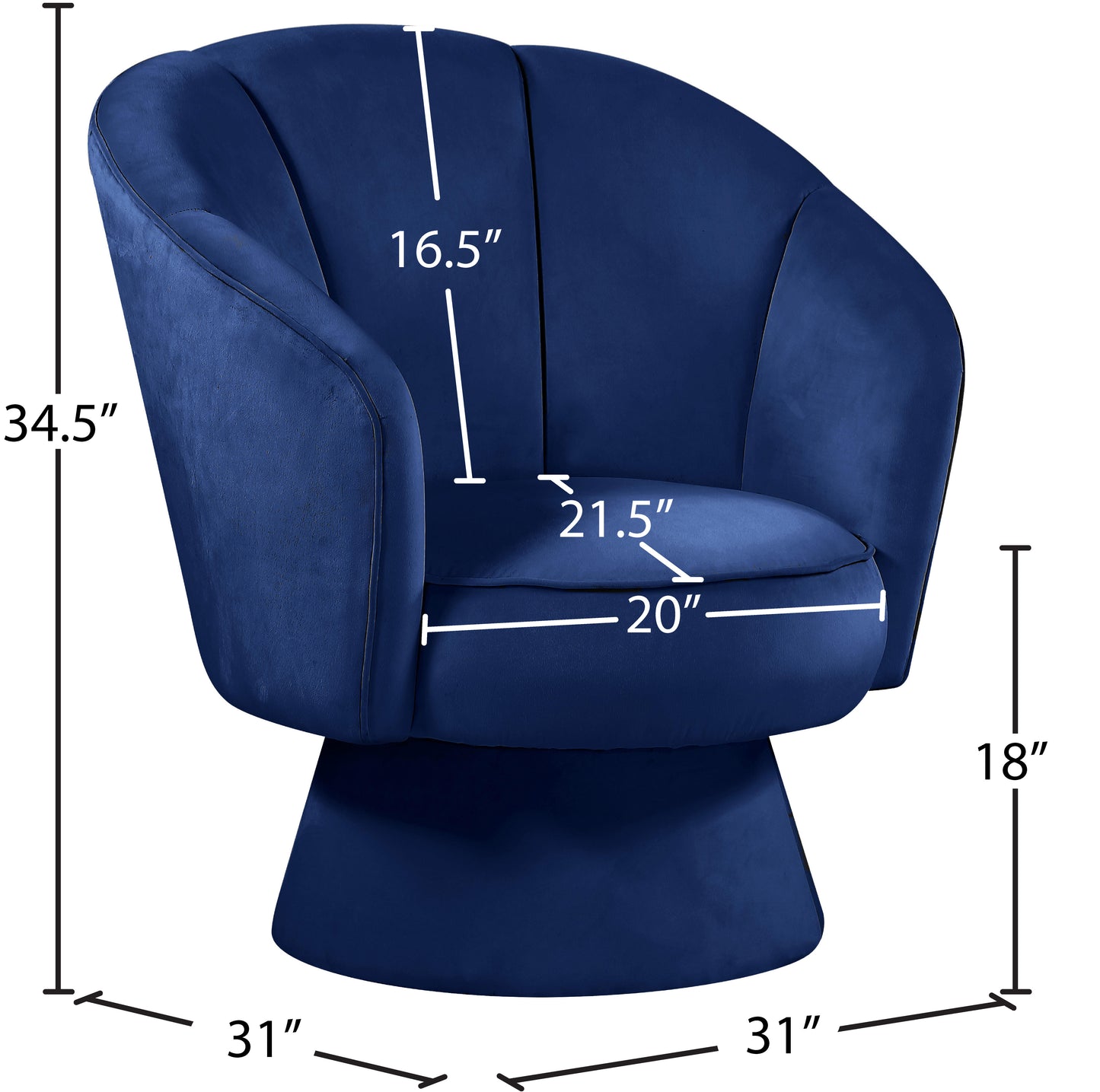 melody navy velvet accent chair c