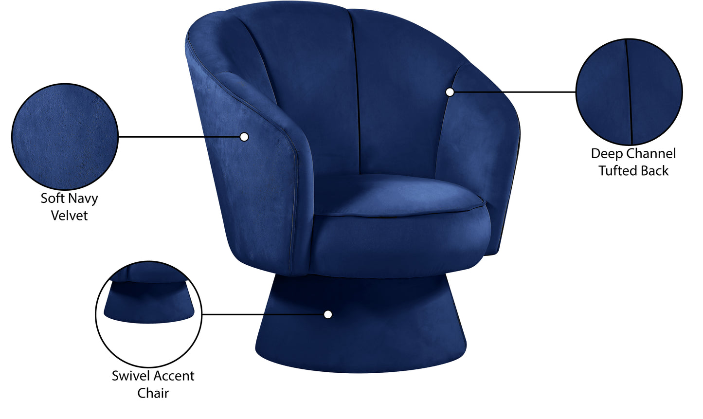 melody navy velvet accent chair c