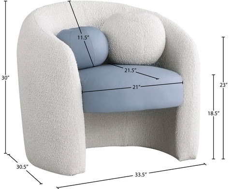 Jacob Blue Faux Leather / Cream Boucle Fabric Accent Chair Blue