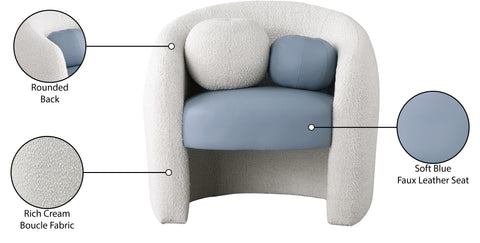 Jacob Blue Faux Leather / Cream Boucle Fabric Accent Chair Blue