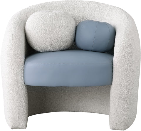 Jacob Blue Faux Leather / Cream Boucle Fabric Accent Chair Blue