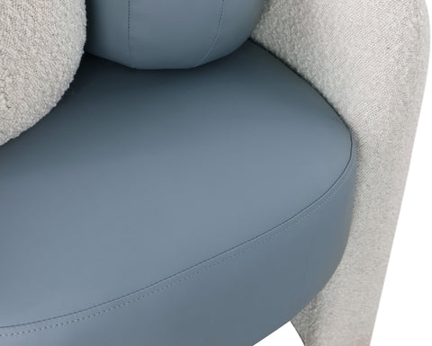 Jacob Blue Faux Leather / Cream Boucle Fabric Accent Chair Blue