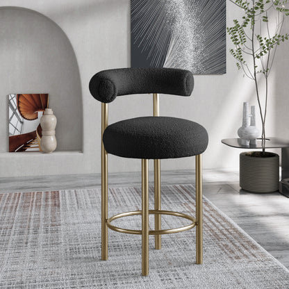 Swoon Black Boucle Fabric Stool