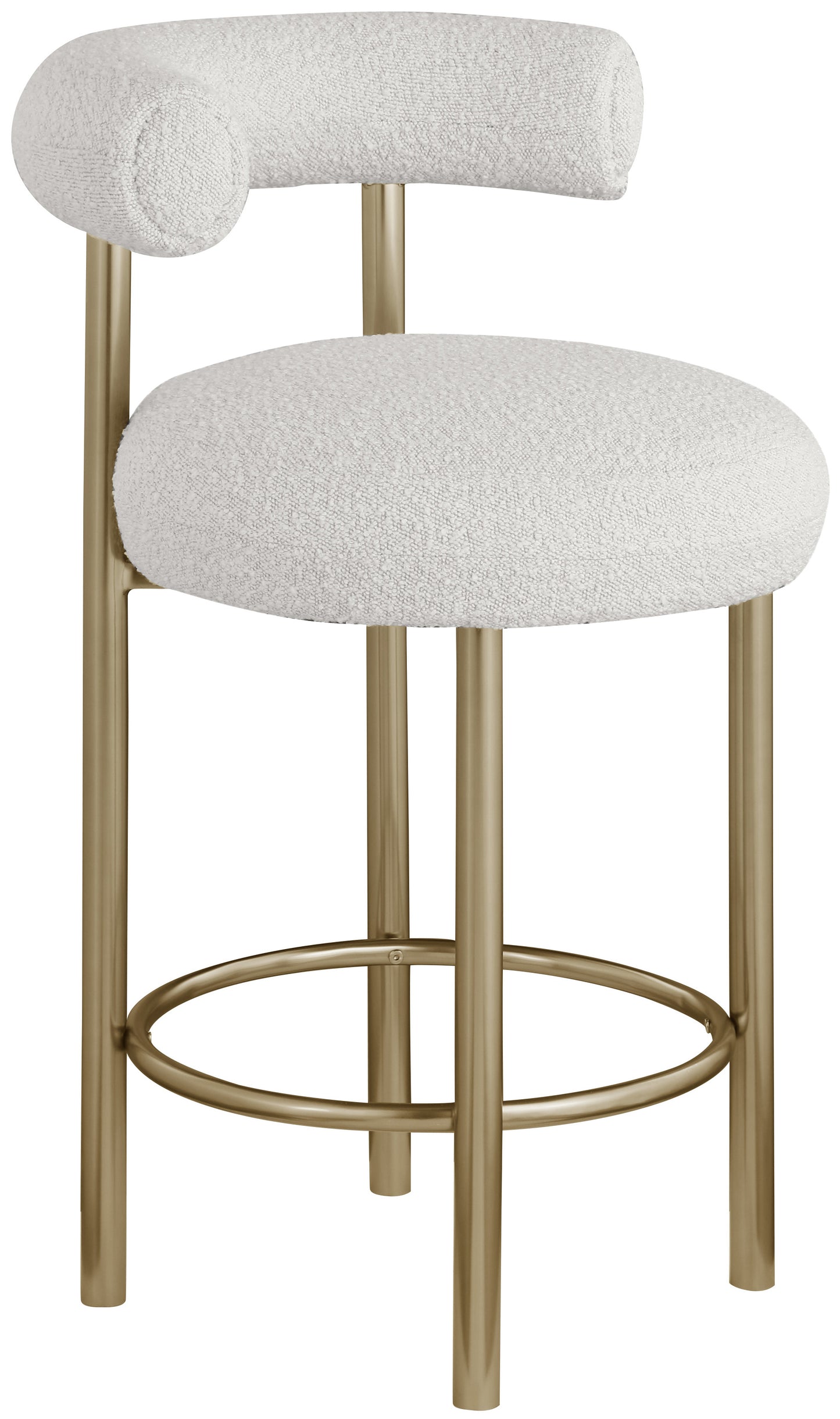 swoon cream boucle fabric stool