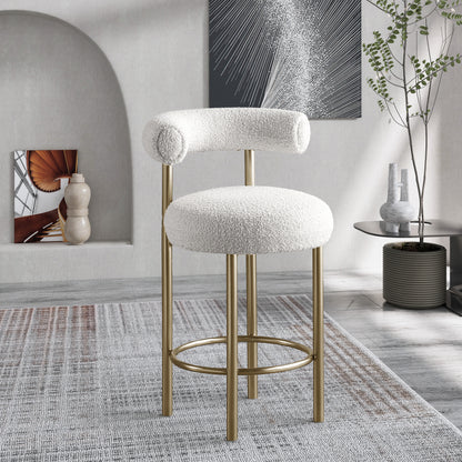 Poppy Cream Boucle Fabric Stool C