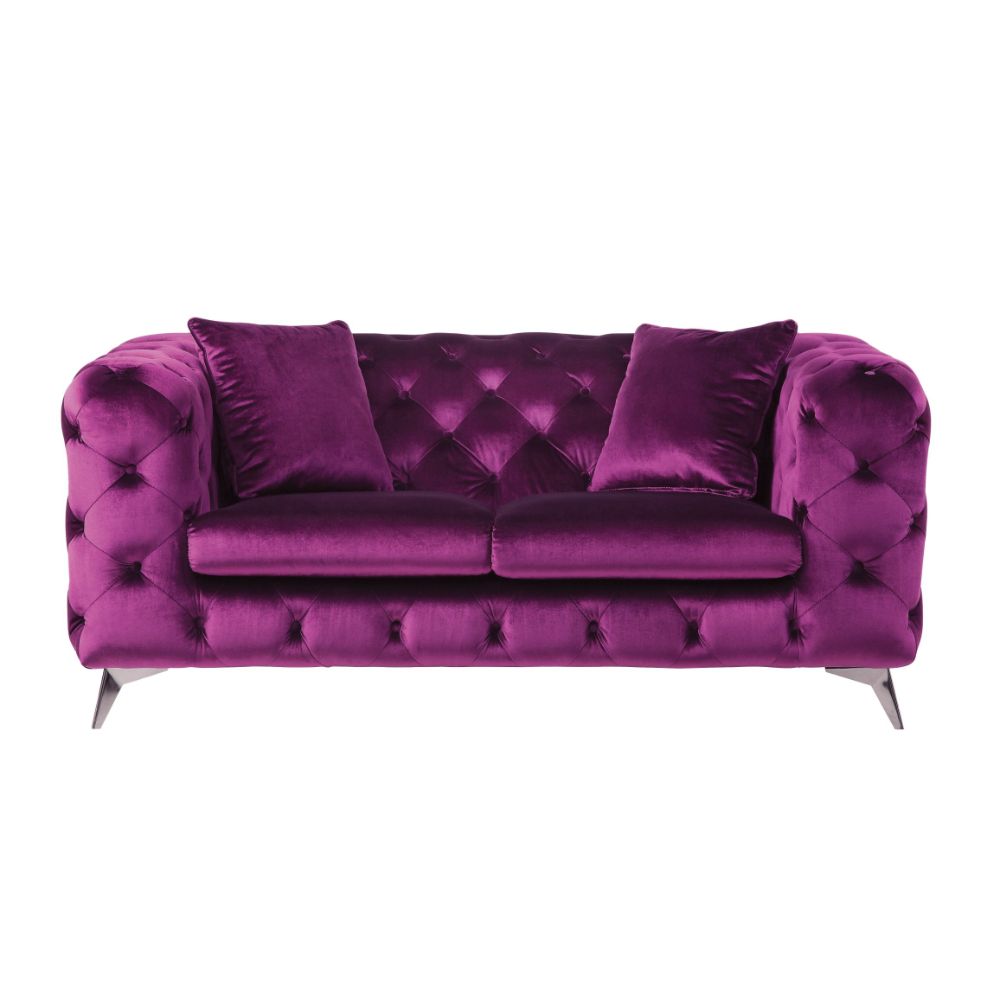 cyrus loveseat, purple velvet