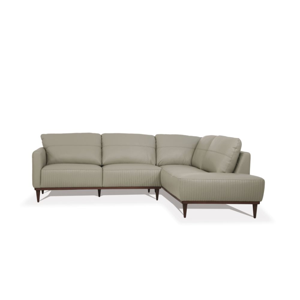 dalya sectional sofa, airy green leather