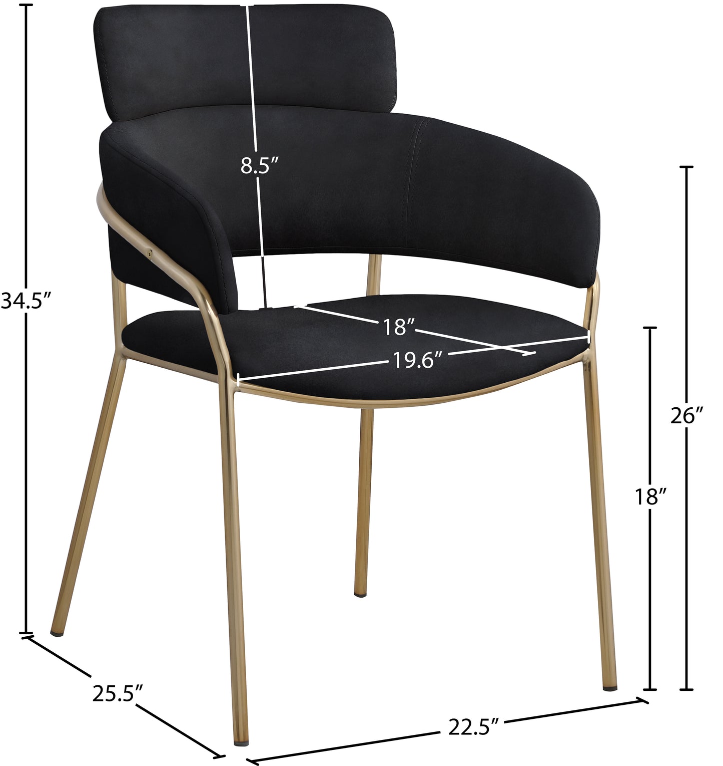 limitless black velvet dining chair c