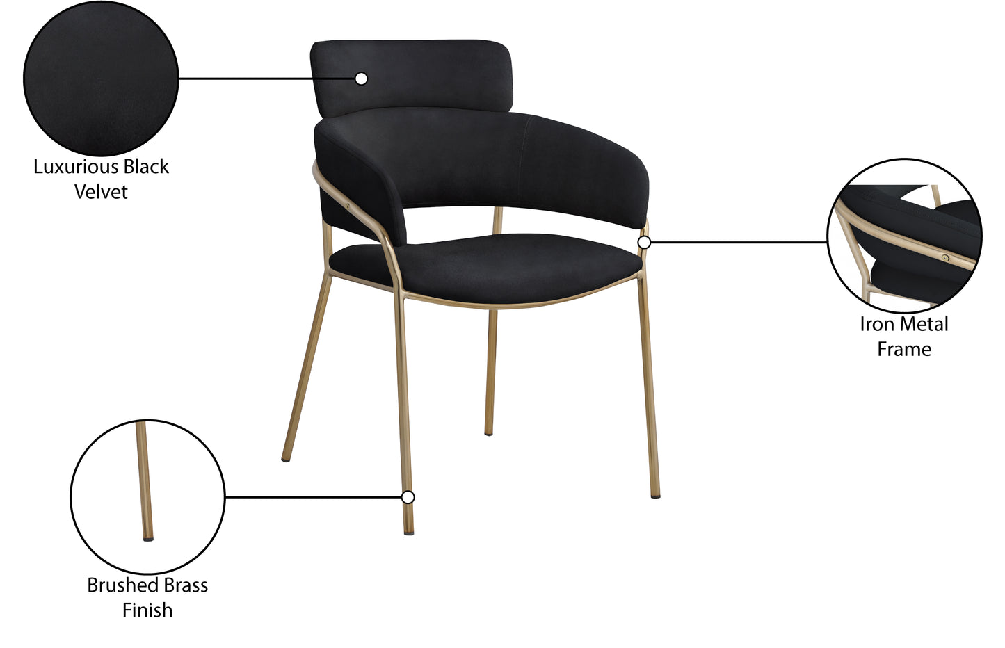 limitless black velvet dining chair c