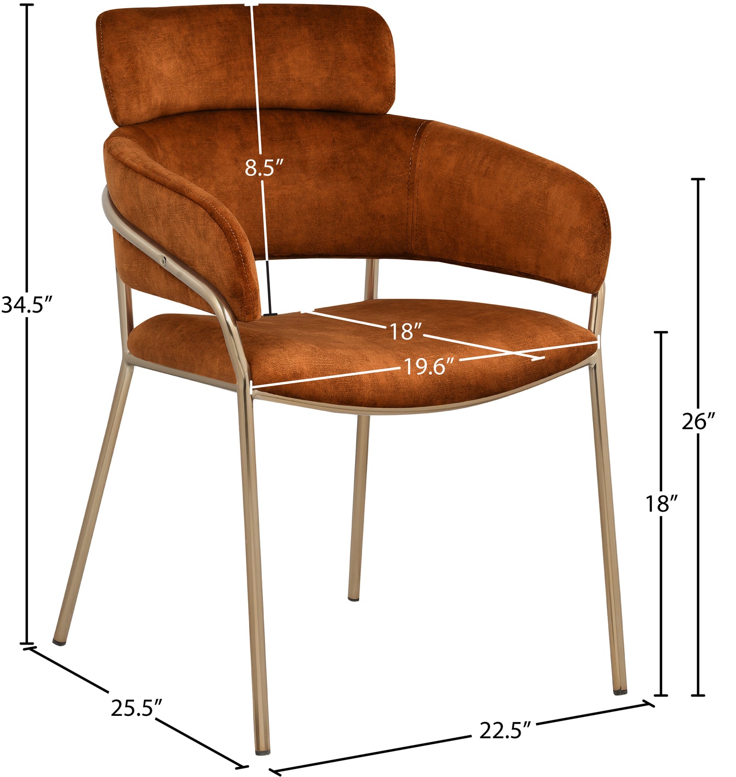 limitless cognac velvet dining chair c