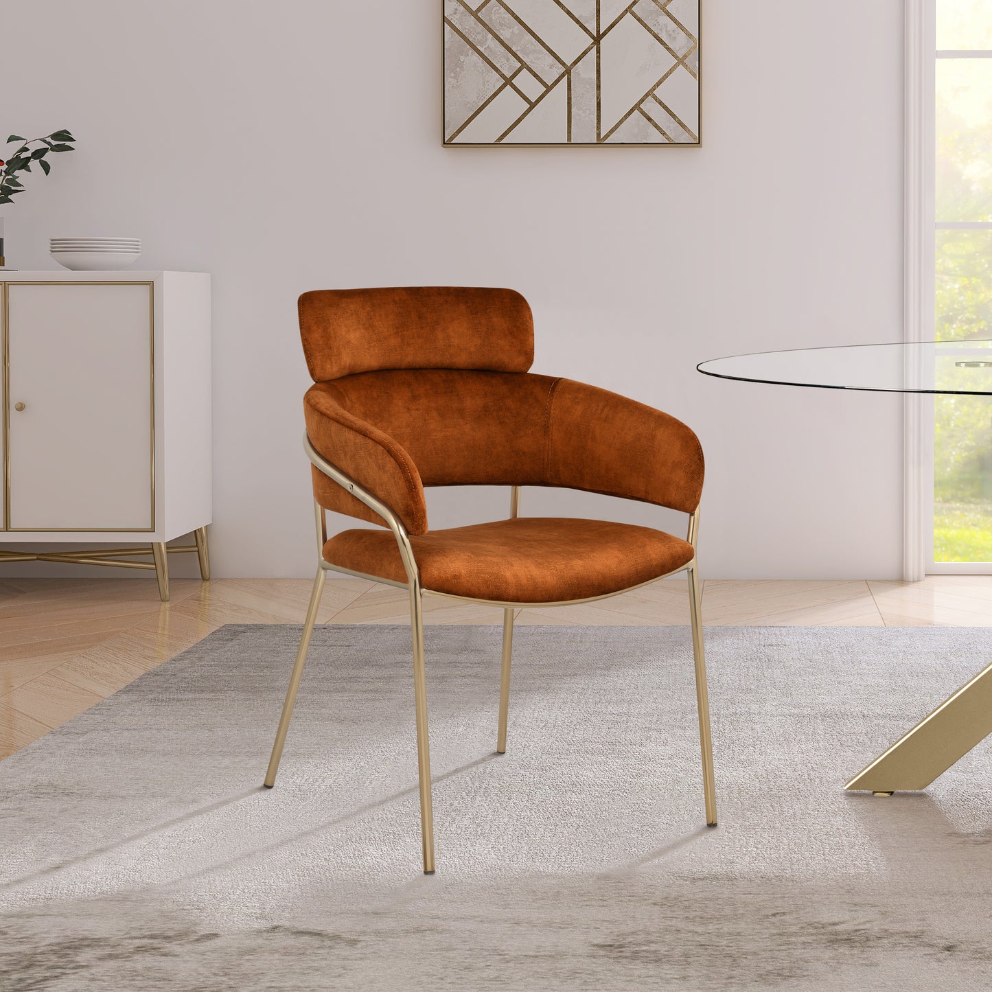 limitless cognac velvet dining chair c