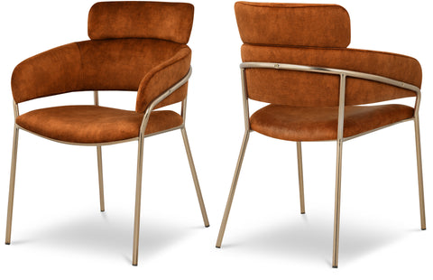 Urban Cognac Velvet Upholstered Dining Chair, 2-Piece