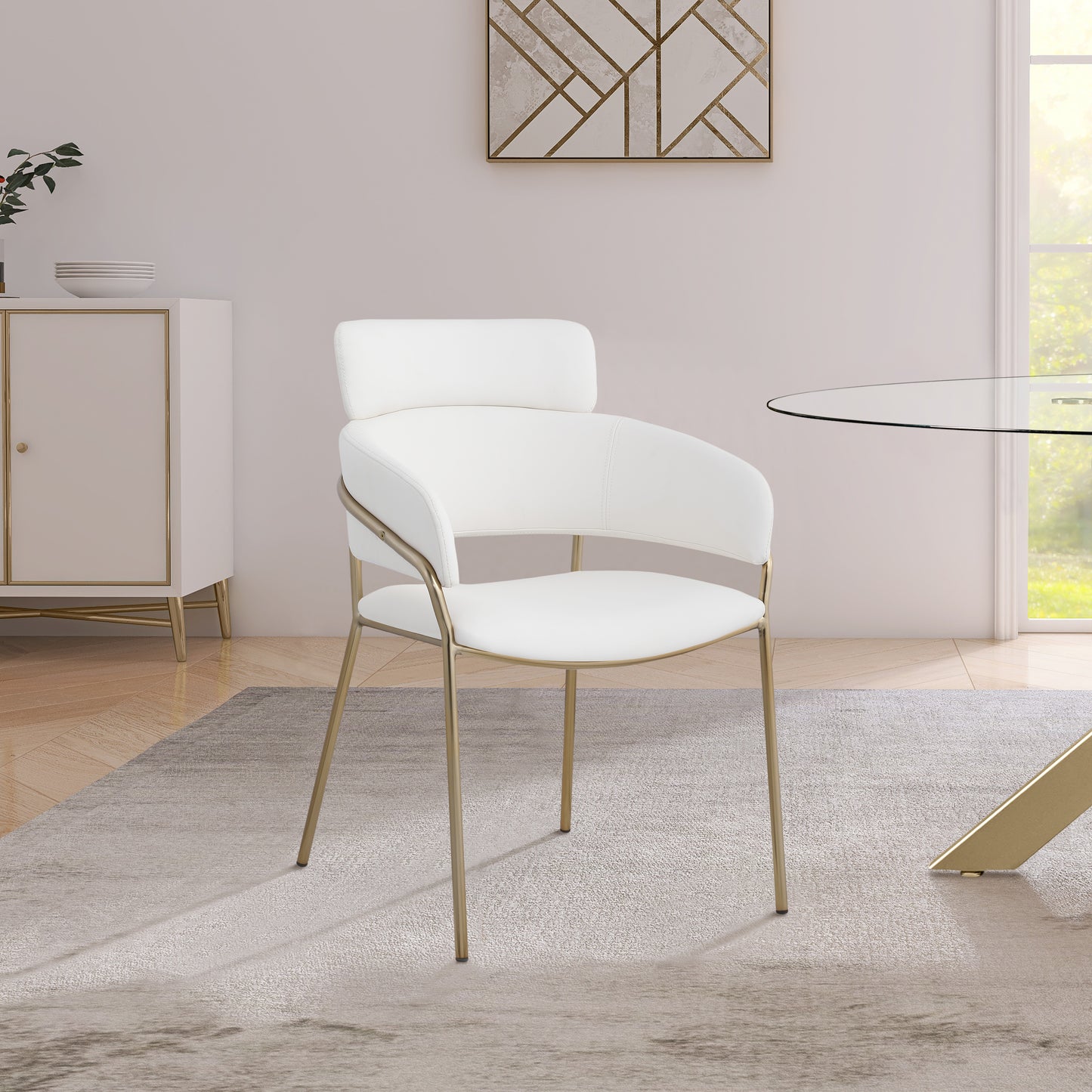 limitless cream faux leather dining chair c