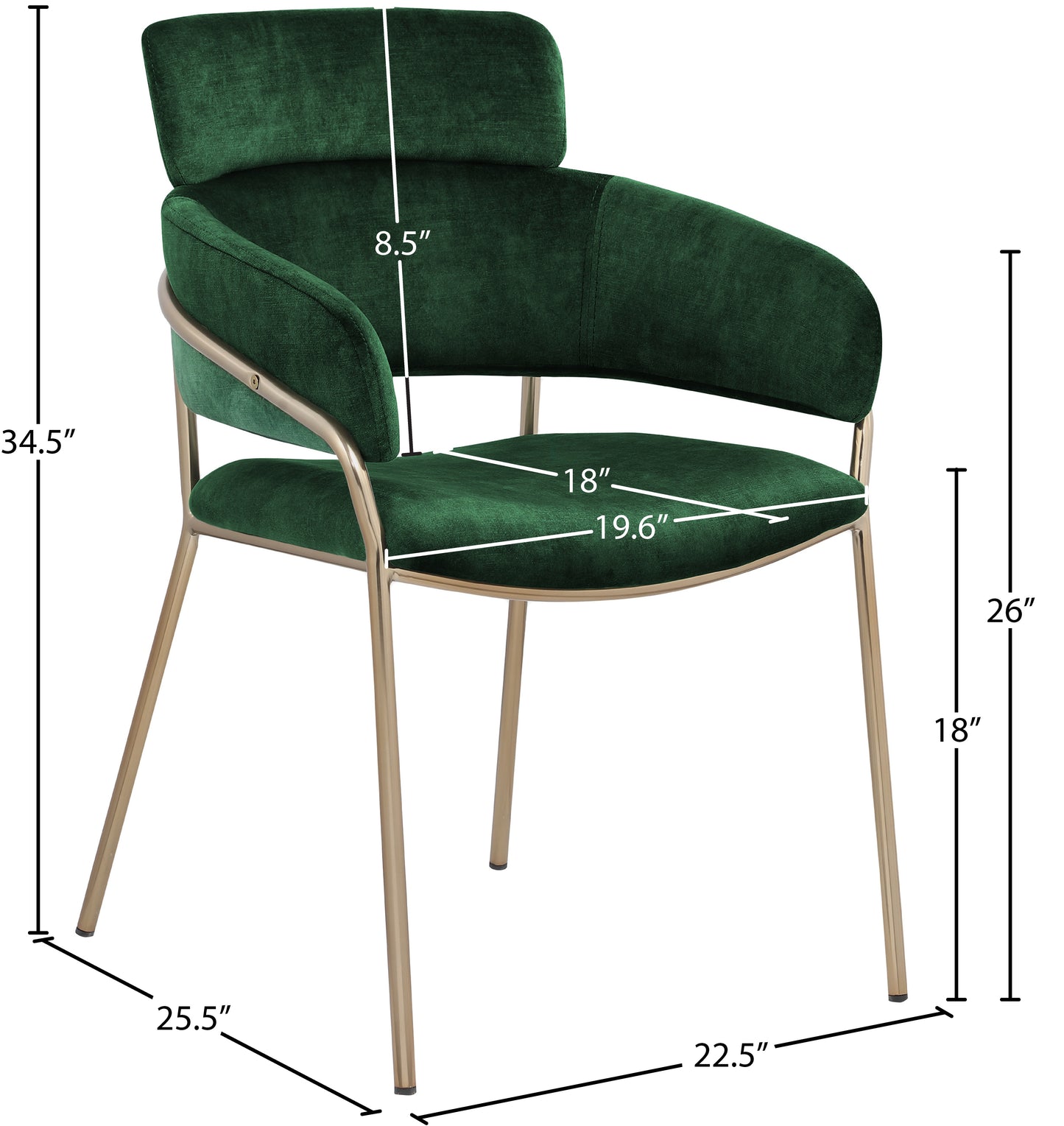 limitless green velvet dining chair c