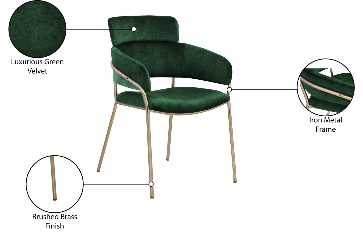 limitless green velvet dining chair c