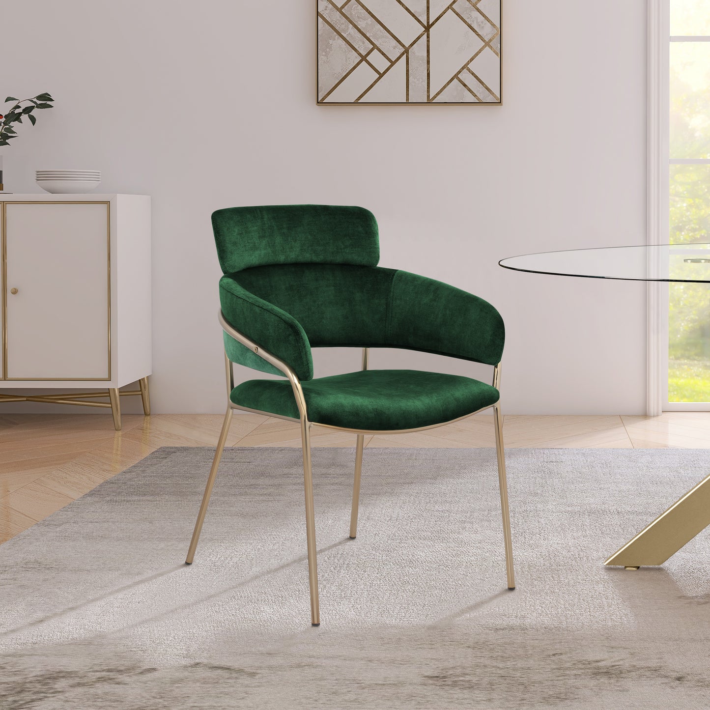 limitless green velvet dining chair c