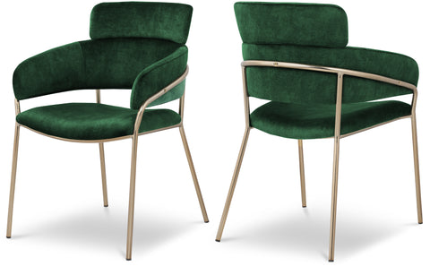 Urban Green Velvet Upholstered Dining Chair, 2-Piece