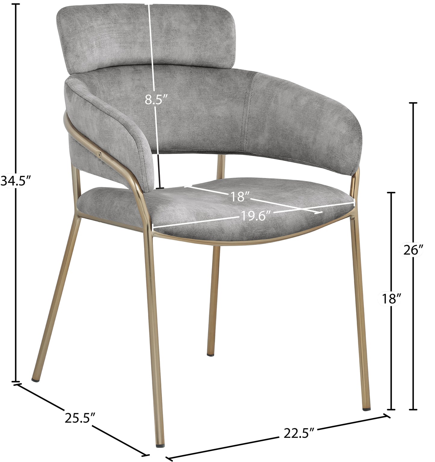 limitless grey velvet dining chair c