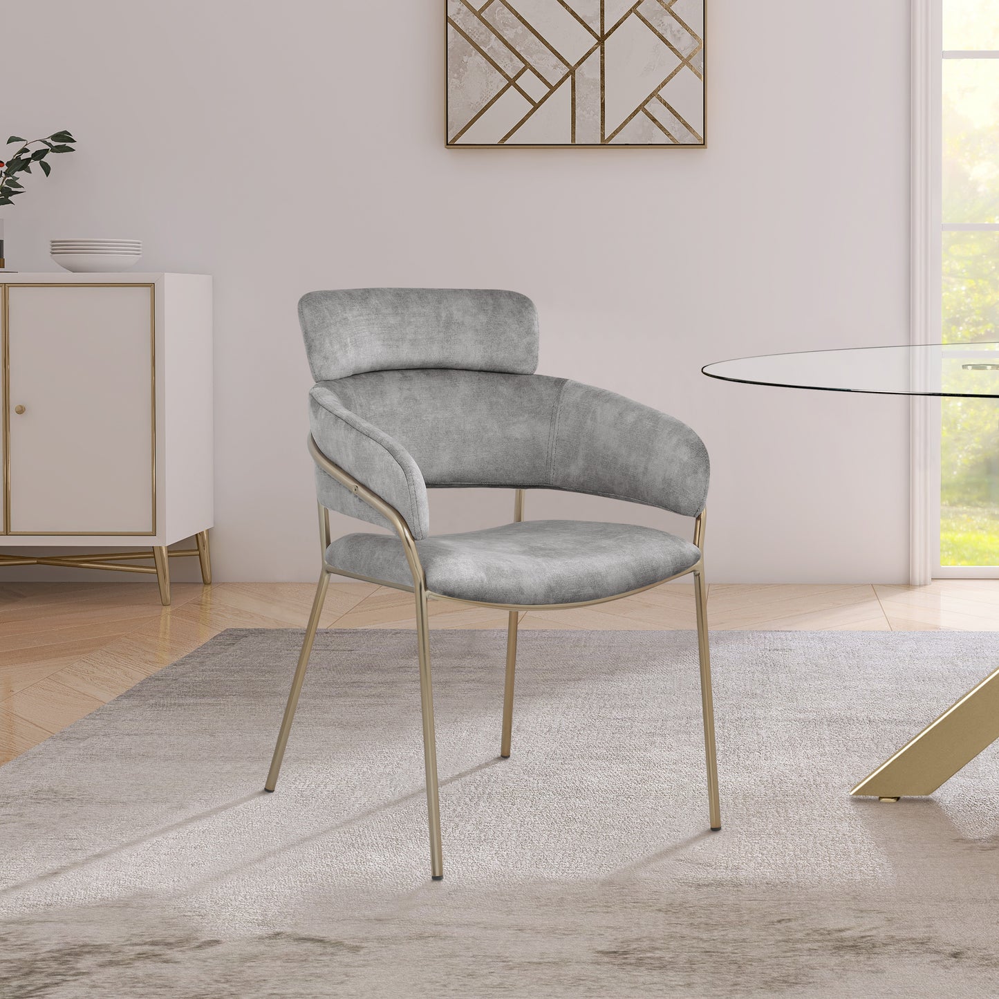 limitless grey velvet dining chair c