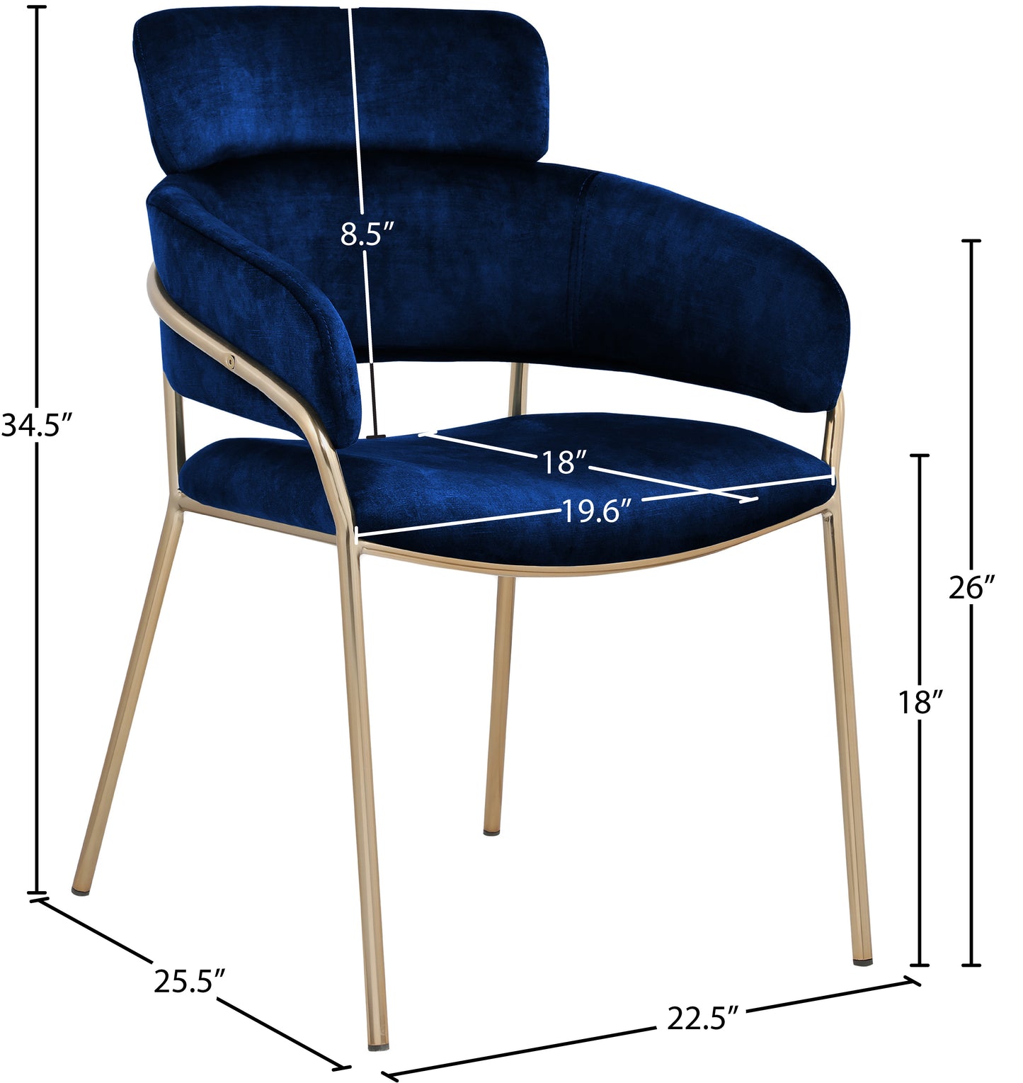 limitless navy velvet dining chair c